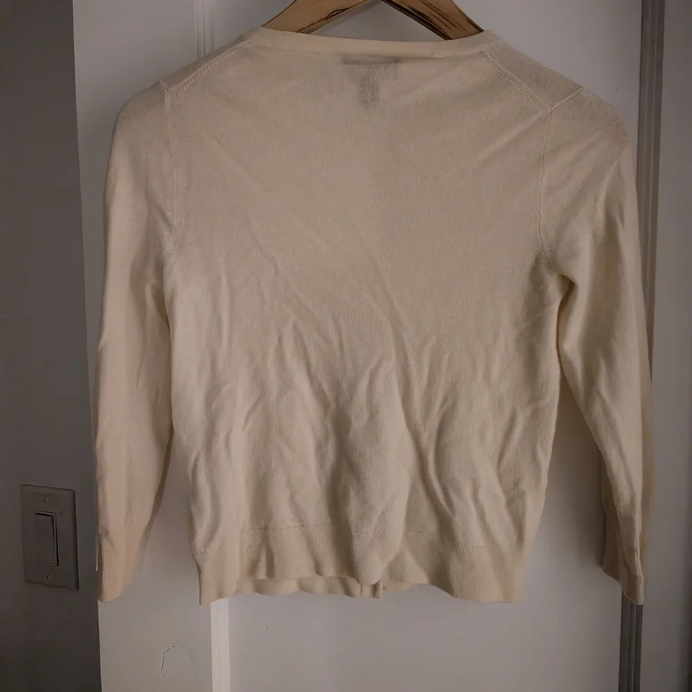 J. Crew Cream Button-Up Lightweight Cashmere Cardigan